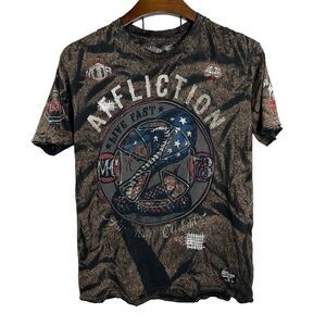 AFFLICTION‎ American Customs REBELS Cobra Raw Seams Grunge Cyber Y2K USA Large